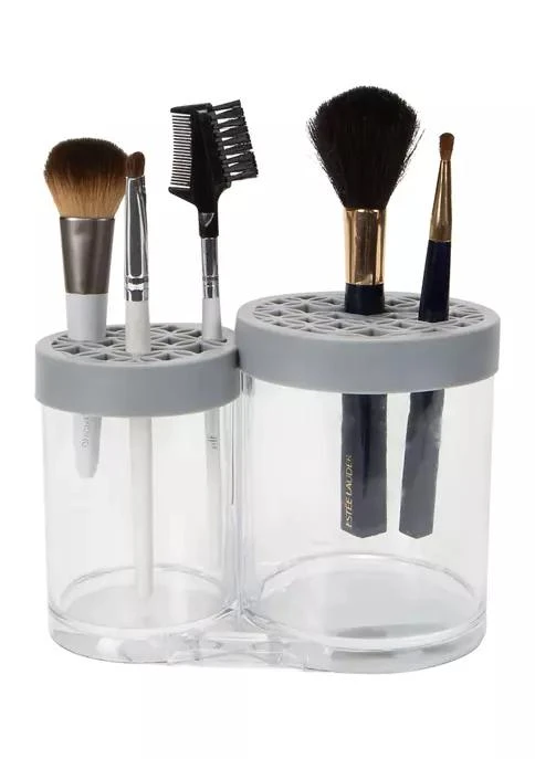 Simplify 2 Compartment Cosmetic Brush Holder In Grey 2
