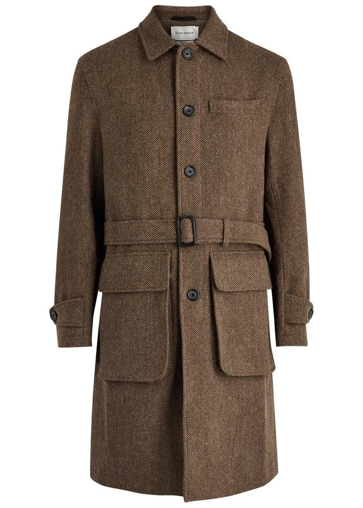 Oliver Spencer Grandpa herringbone wool coat 1