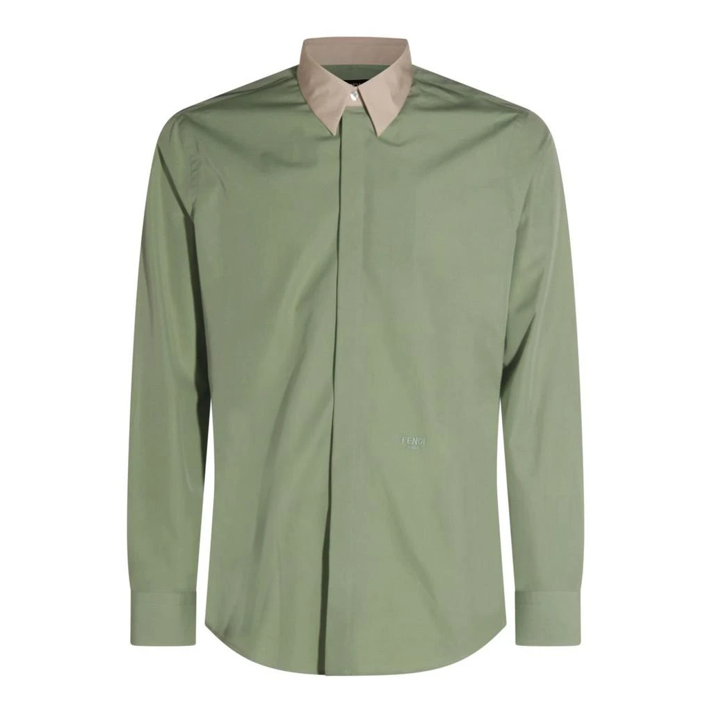 Fendi Fendi Logo Embroidered Poplin Shirt from Cettire