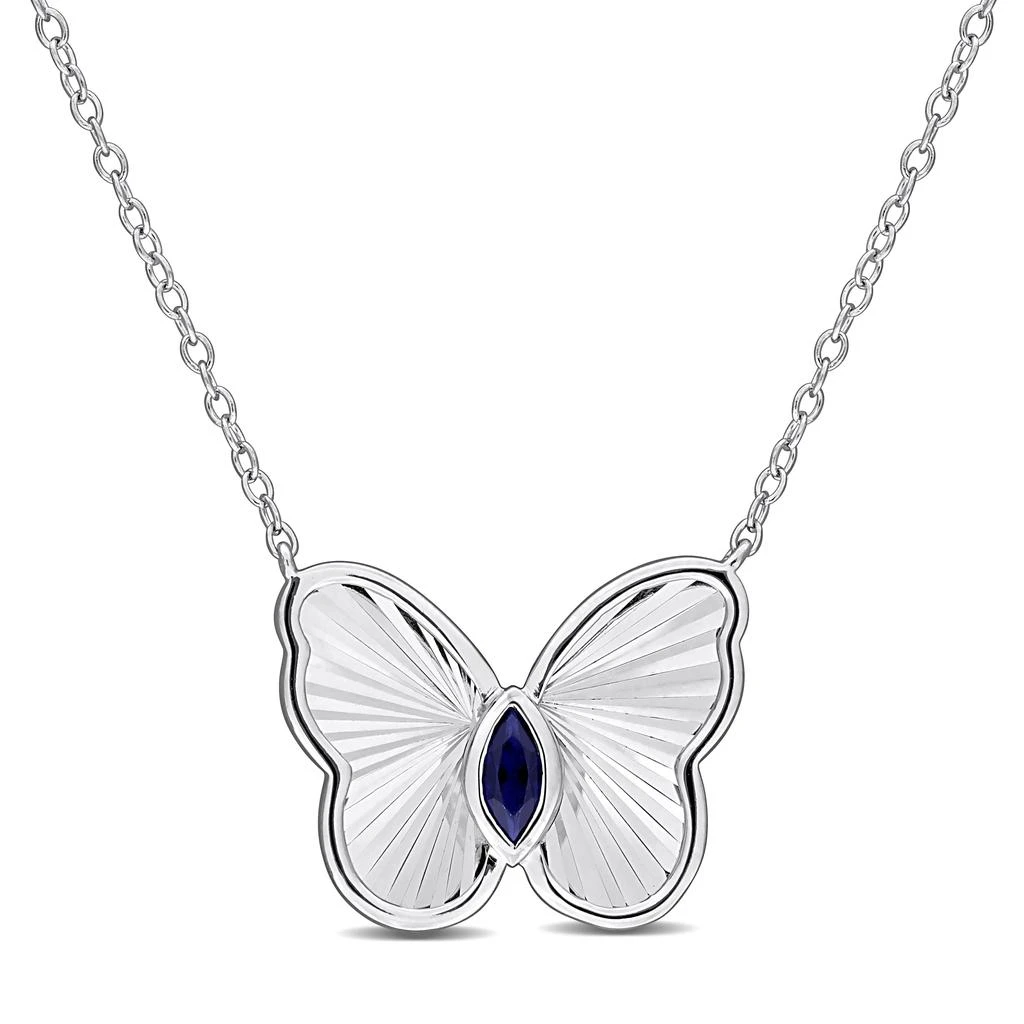 Mimi
Max 1/6ct Marquise-Cut Created Blue Sapphire Butterfly Necklace Sterling Silver
