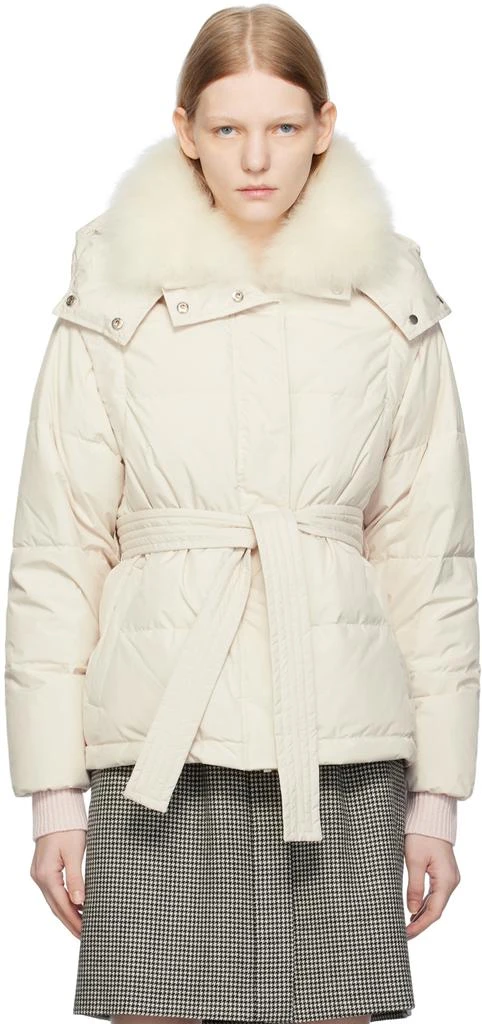 Yves Salomon White Belted Down Jacket 1