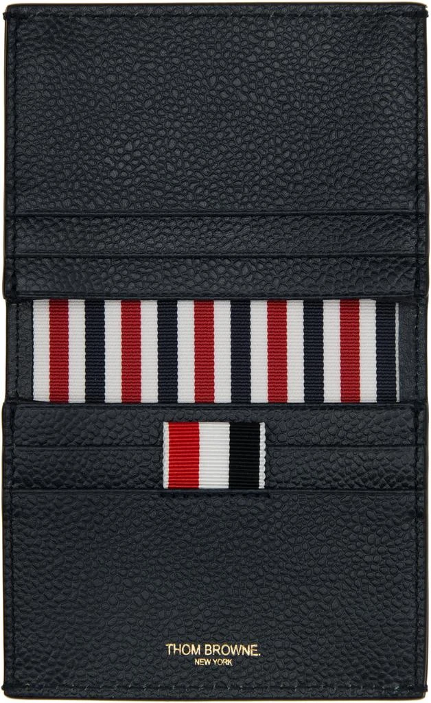 Thom Browne Navy Pebble Grain Leather Double Card Holder 3