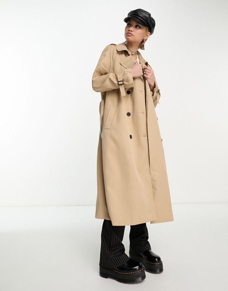 ONLY ONLY double breasted trench coat in camel