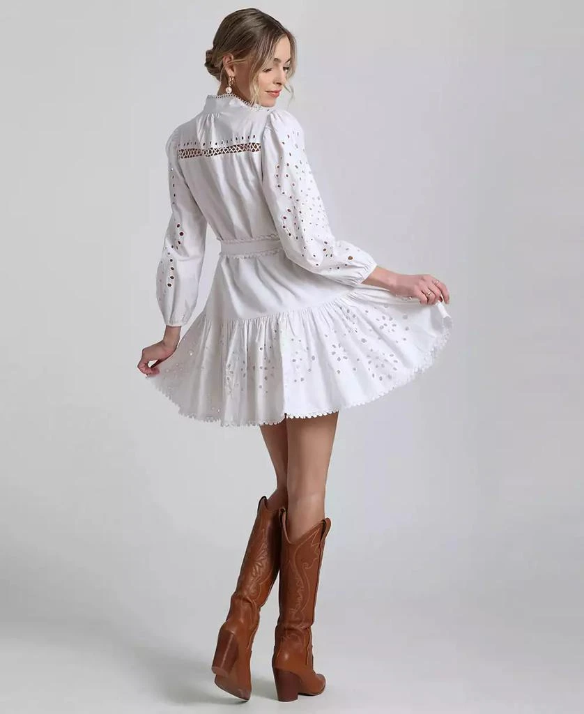 Avec Les Filles Women's Eyelet Cotton Lined Shirt Dress 2