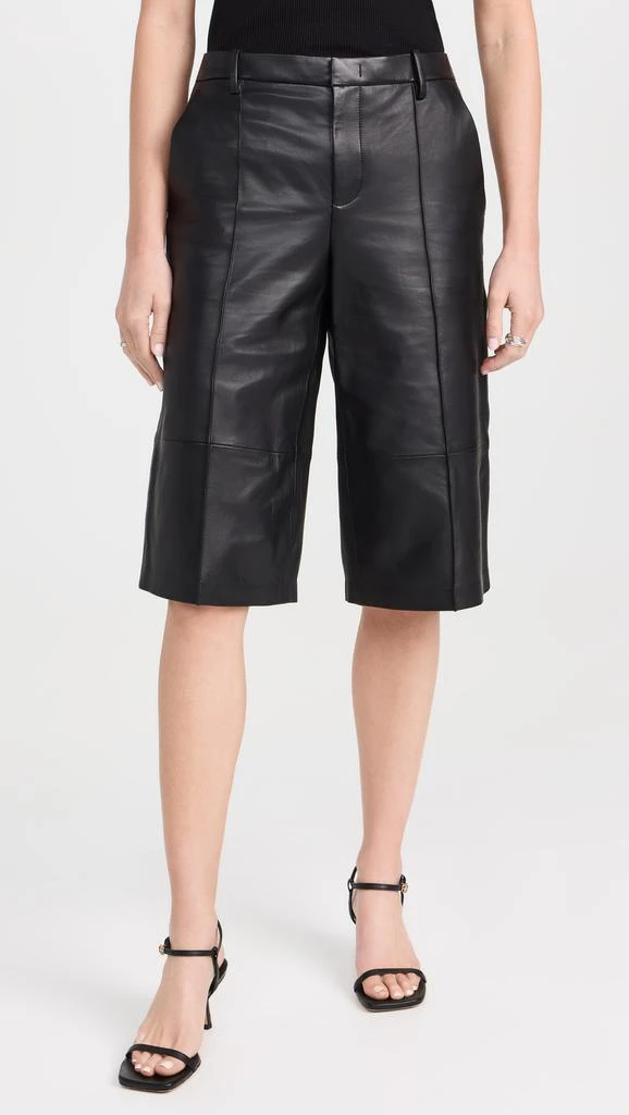 Vince Mid Rise Leather Long Shorts 6