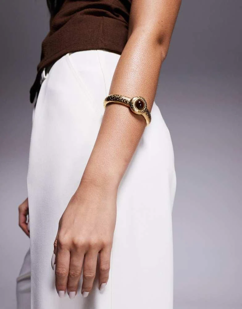 8 Other Reasons 8 Other Reasons cuff bracelet with amber stone in 18k gold plated 2
