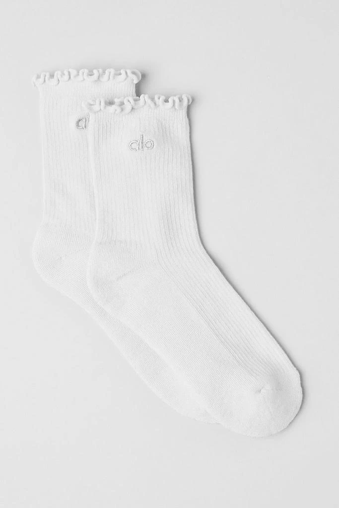 Alo Women's Lettuce Edge Sock - White 1