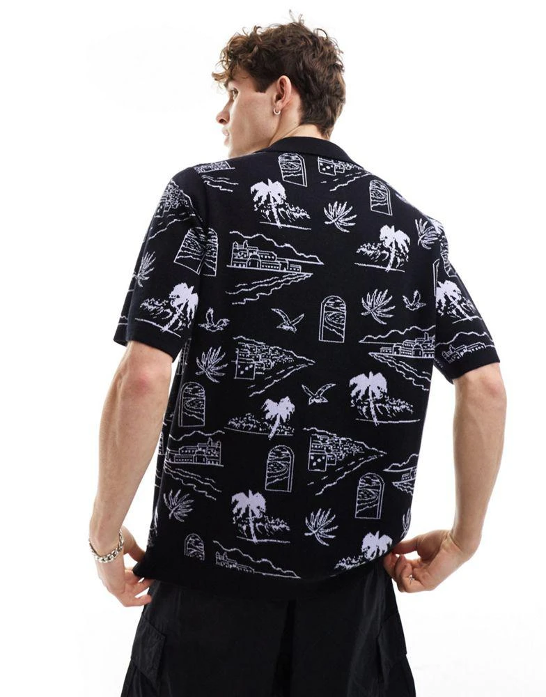 Vans Vans sorrento printed sweater polo shirt in black 3