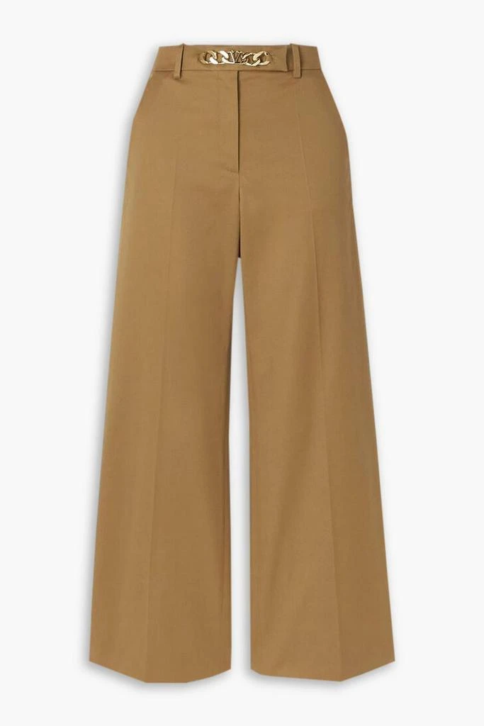 Valentino Embellished cotton-blend gabardine wide-leg pants 1