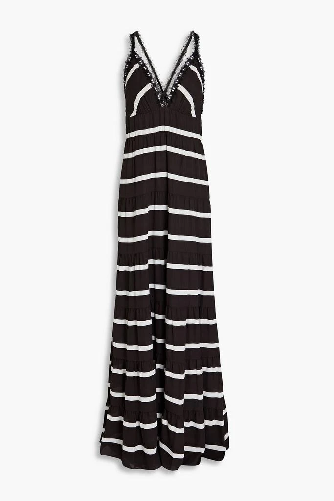 ALICE + OLIVIA Karolina tiered striped crepe de chine maxi dress 1