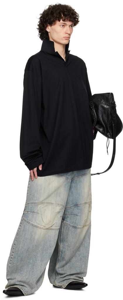「極希少」ビンテージBalenciaga ベルベット ブラックポロシャツ38 希少【Balenciaga】NASA ポロ T シャツ (BALENCIAGA/ポロシャツ