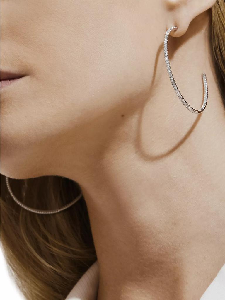 De Beers Classic Diamond & 18K White Gold Inside-Outside Hoop Earrings/2"