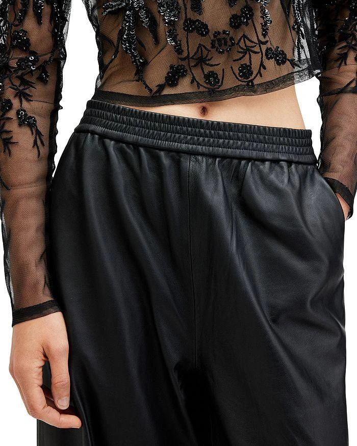 ALL SAINTS Wide Leg Leather Trousers 4