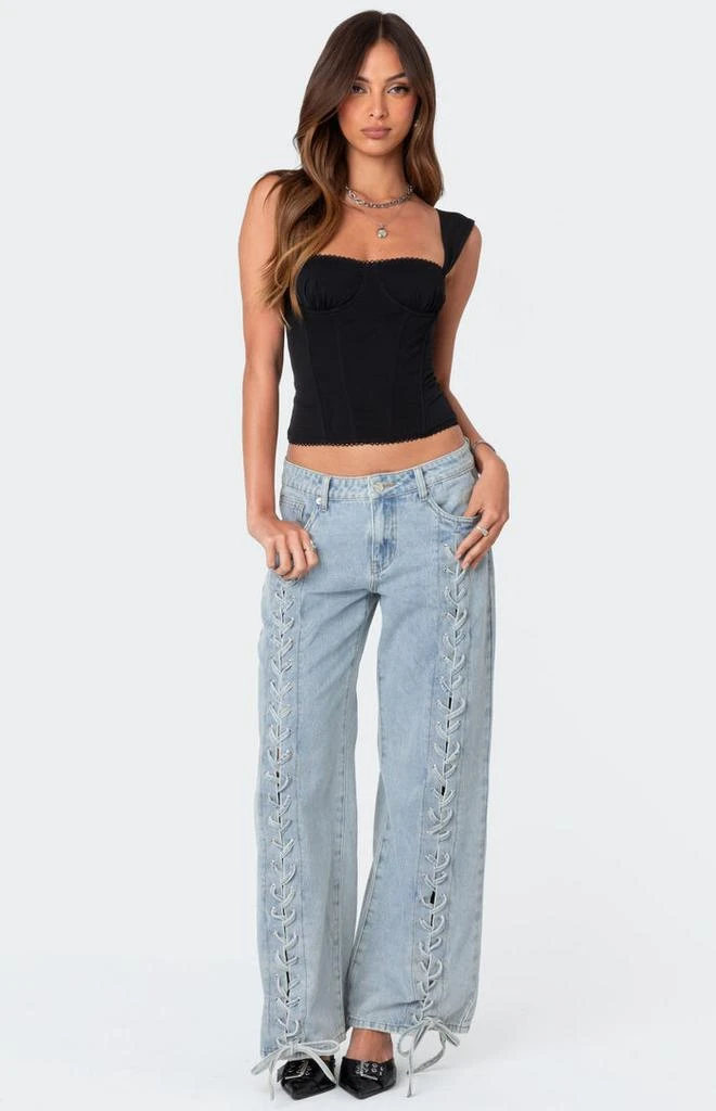 Edikted Laced Up Low Rise Jeans 3
