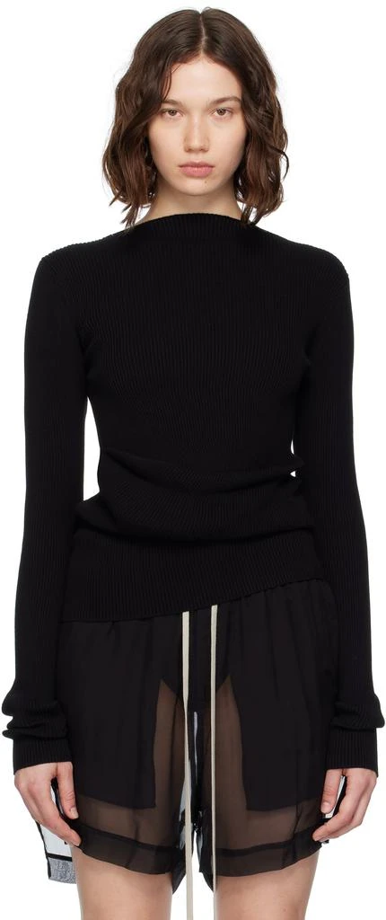 Rick Owens Black Concordians Ribbed Knit Babel Sweater 1