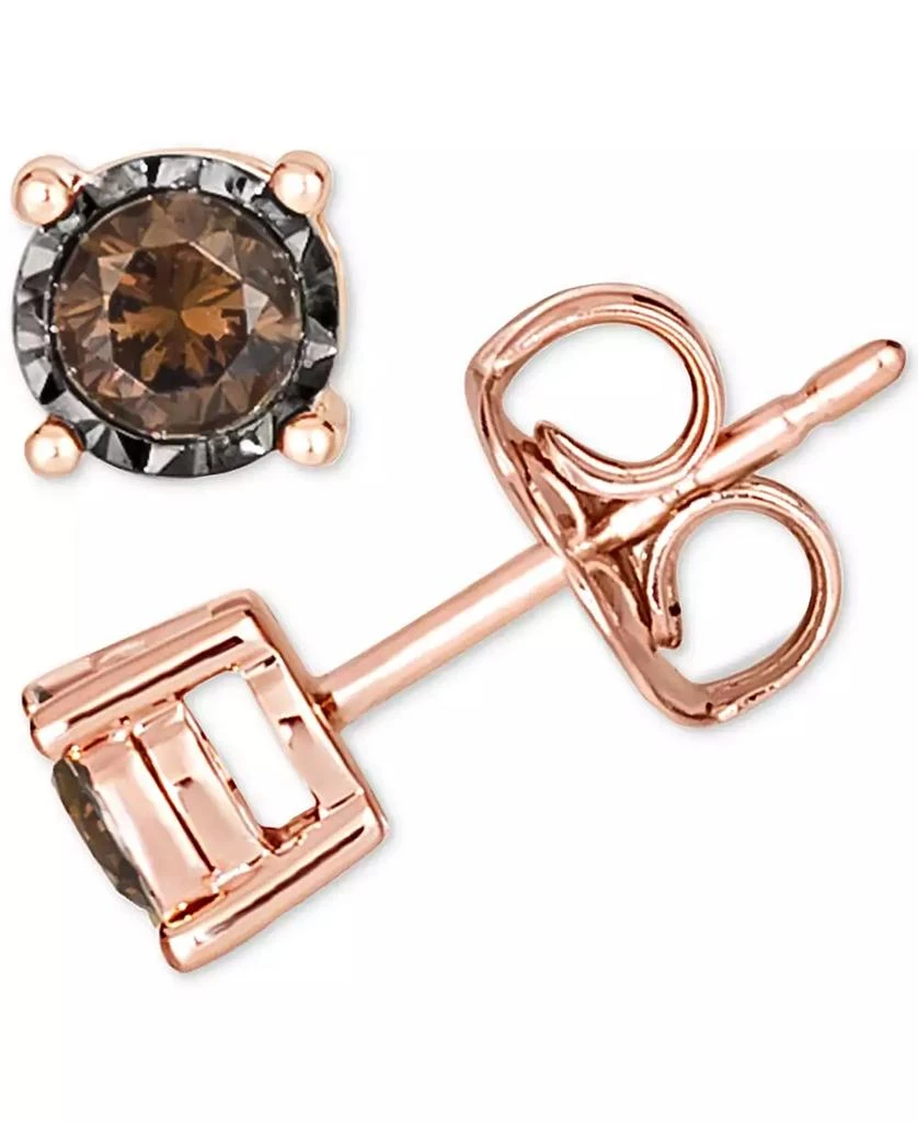 Le Vian Chocolatier® Chocolate Diamond Stud Earrings (1/4 ct. t.w.) in 14k Rose Gold (Also Available in White Gold or Yellow Gold) 2
