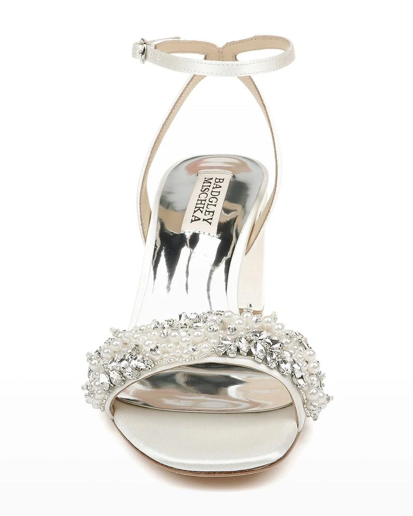 Badgley Mischka Clara Embellished Satin Cocktail Sandals 3