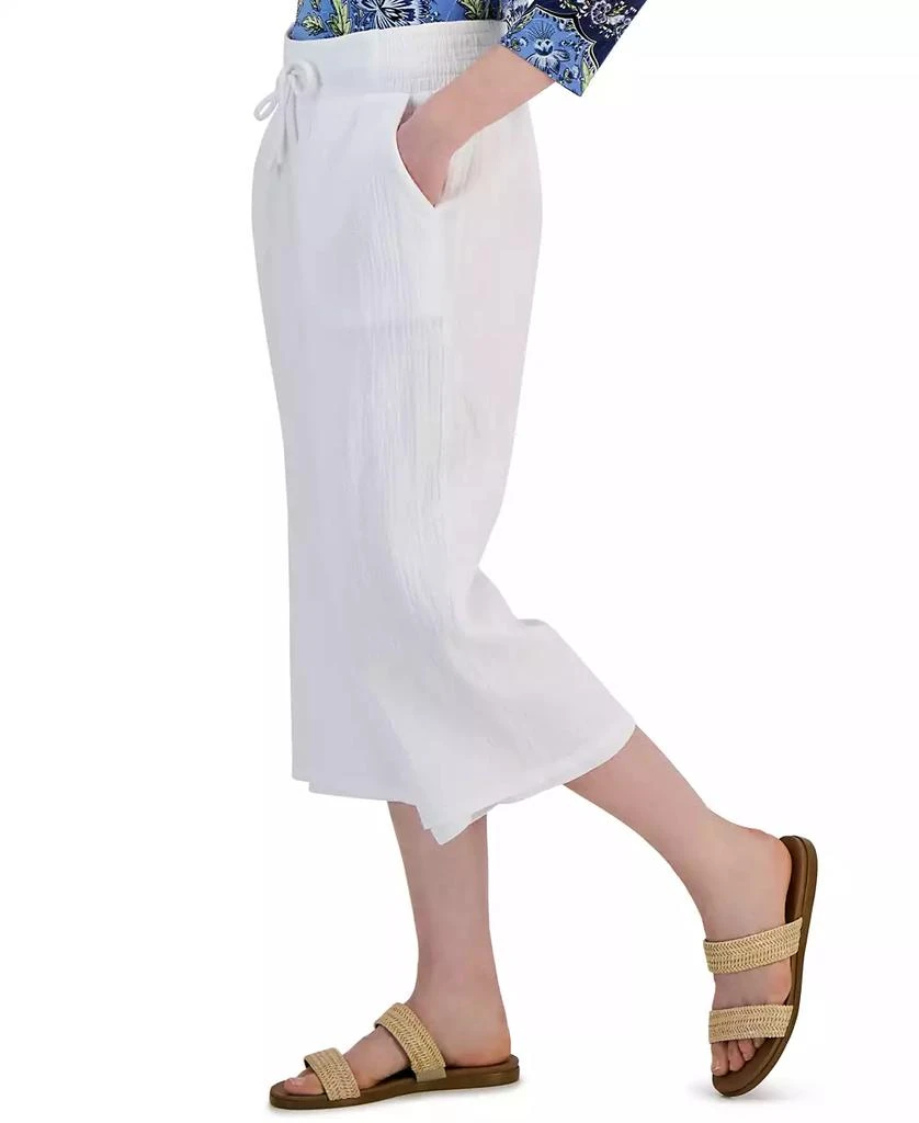 JM Collection Women's Gauze Cropped Pull-On Pants, Created for Macy's 3