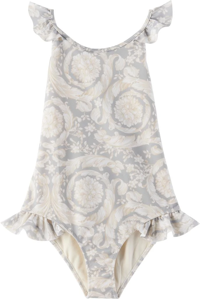 Versace Kids Gray Barocco Swimsuit