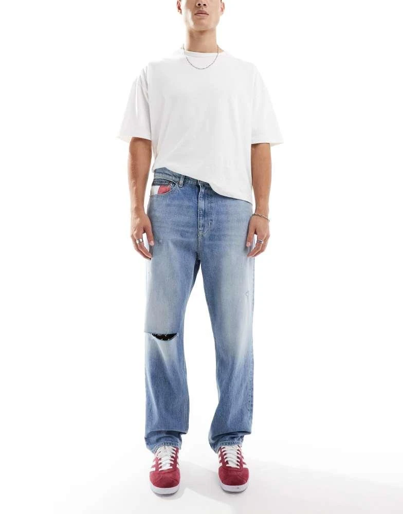 Tommy Jeans Tommy Jeans Skater ripped jeans in mid wash with flag details 1