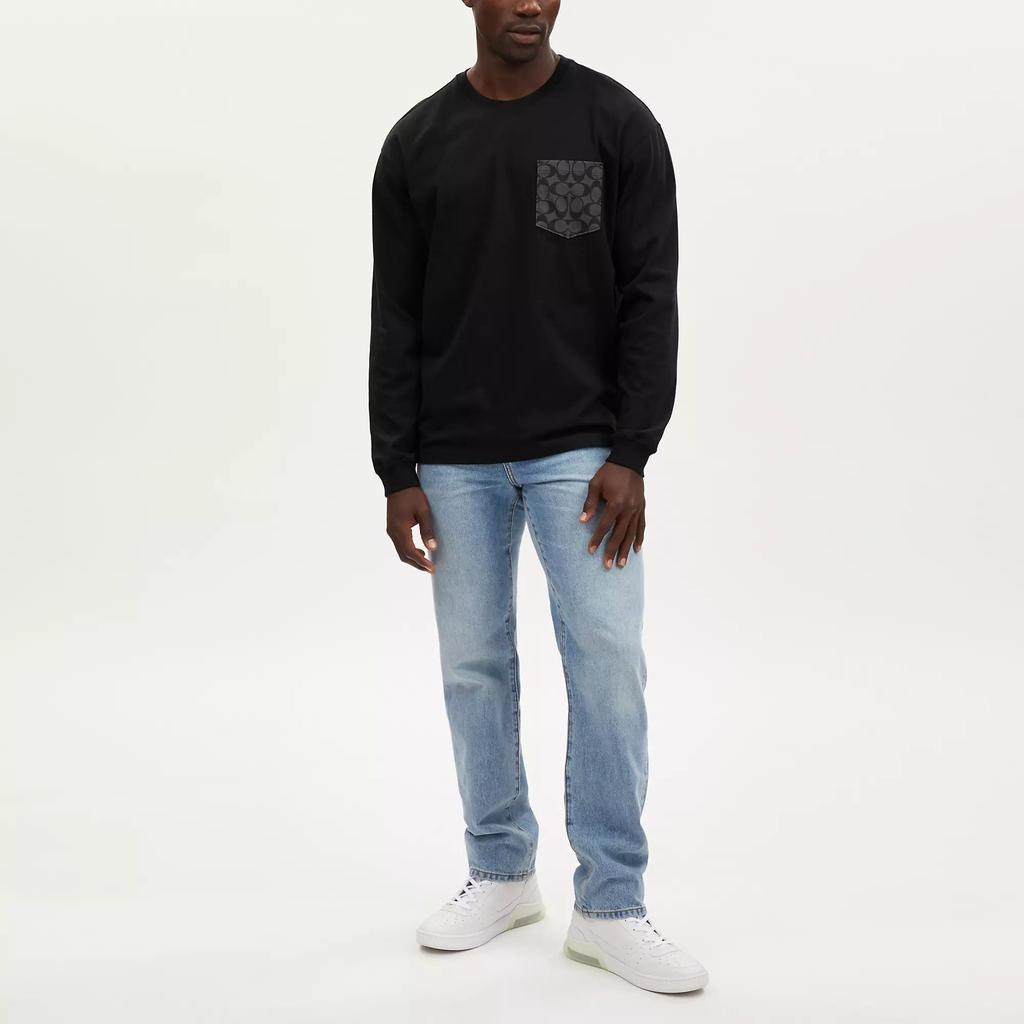 Coach Signature Long Sleeve T Shirt In Organic Cotton