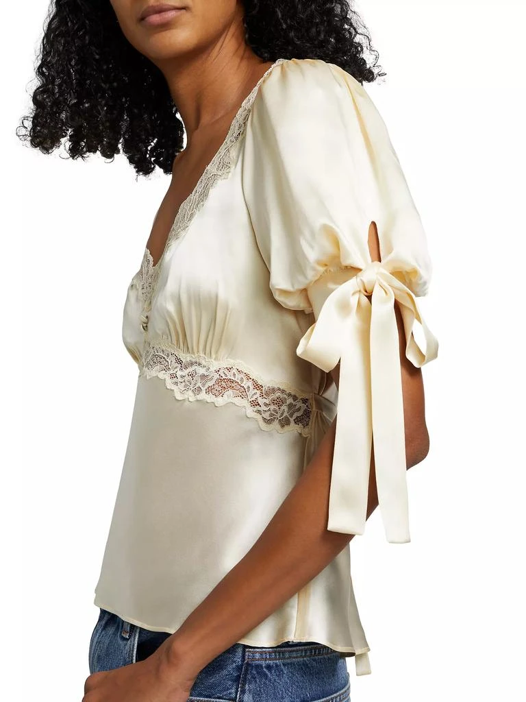 Reformation Dolly Lace-Trimmed Silk Blouse 6