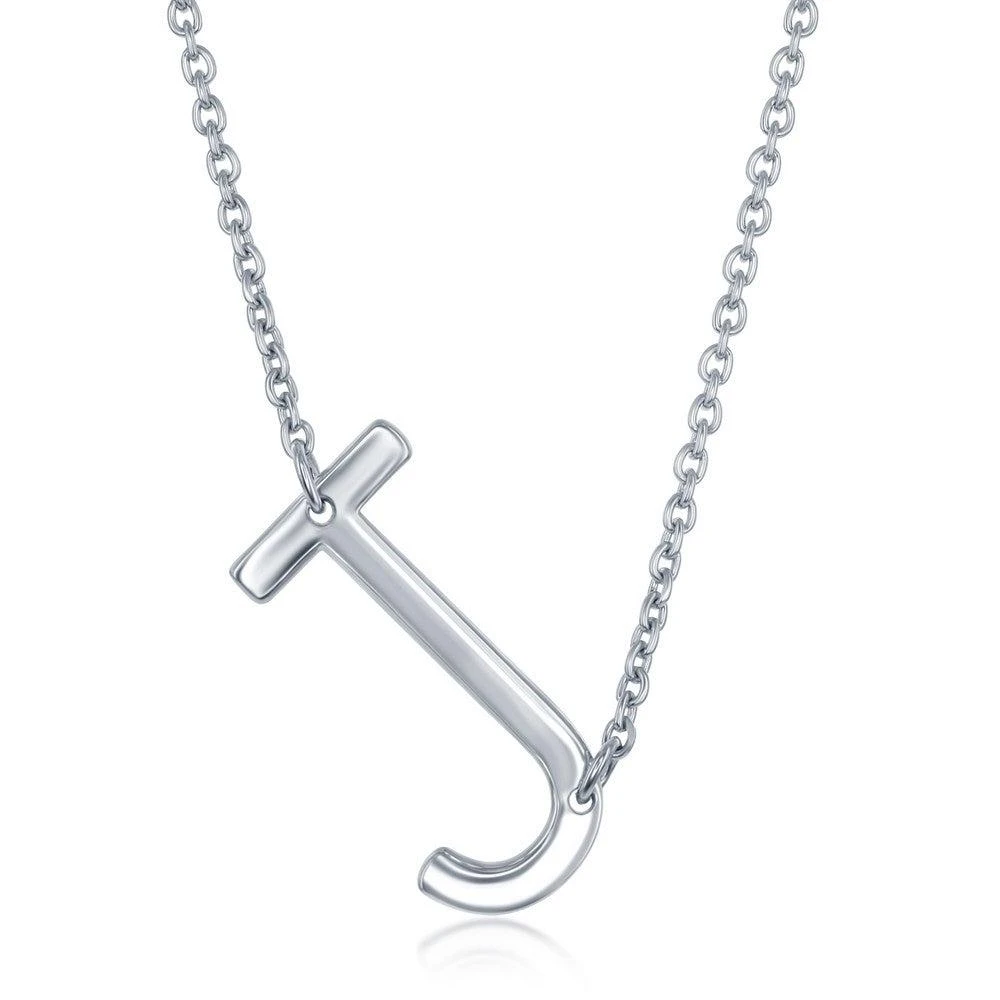 Simona Sterling Silver Sideways Initial Necklace 4