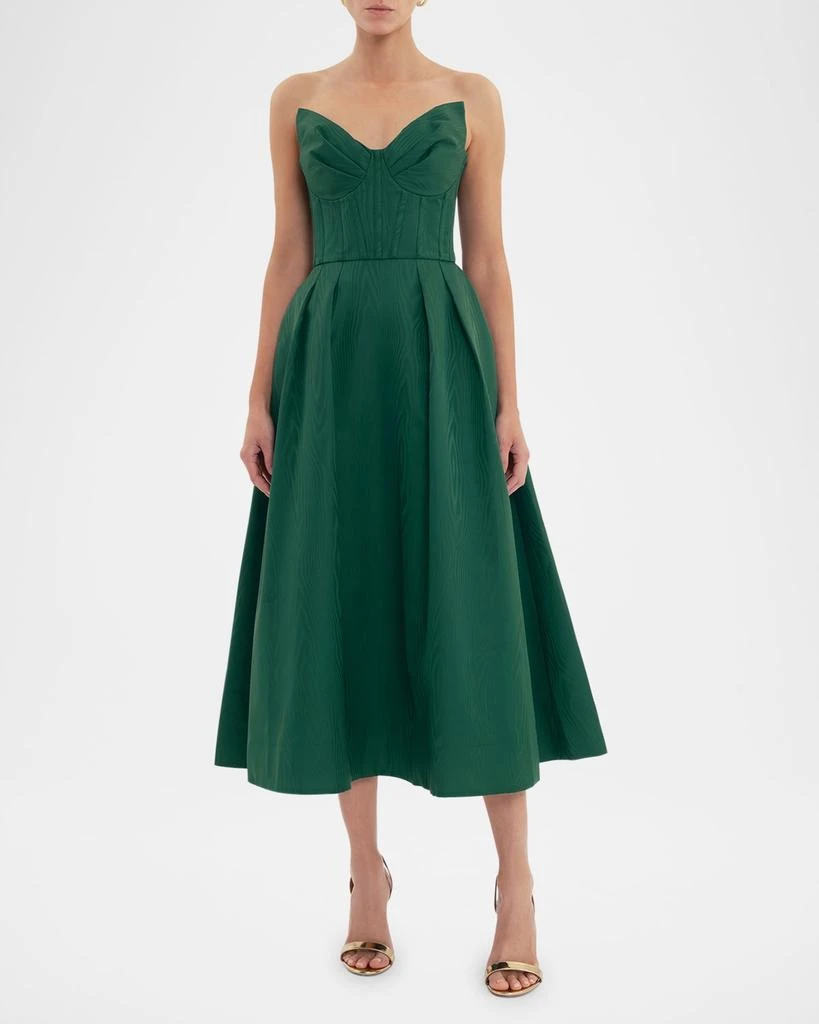 REBECCA VALLANCE Luiza Pleated Strapless Midi Dress 2
