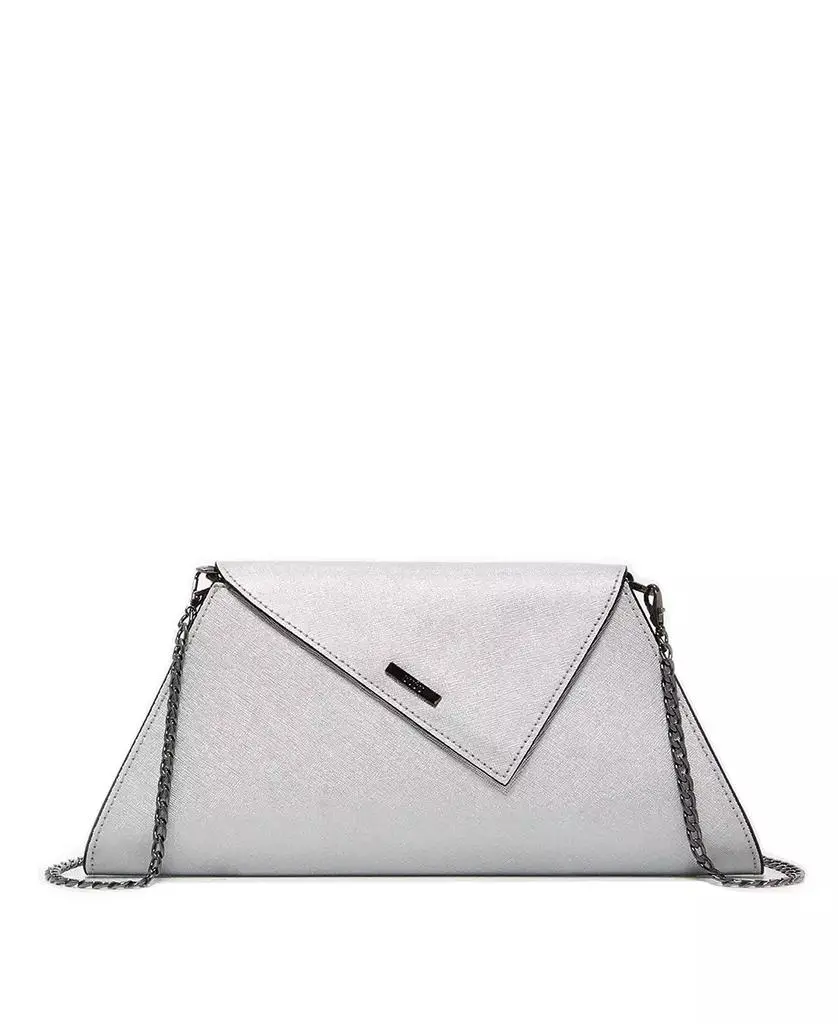 SUSU Women's Metallic Envelope Clutch Saffiano Leather Evening Bag for Party Wedding Crossbody with Chain Strap