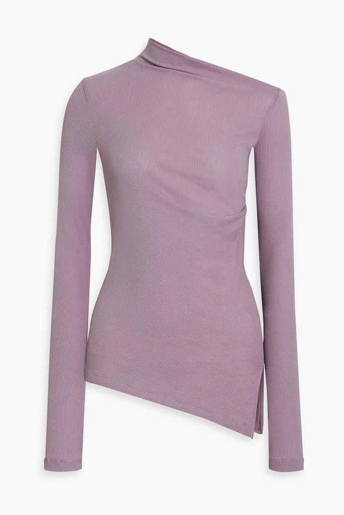 HELMUT LANG Asymmetric ribbed cotton-jersey top 1