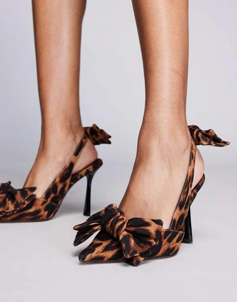 ASOS DESIGN ASOS DESIGN Precious bow detailed high heeled shoes in leopard 1