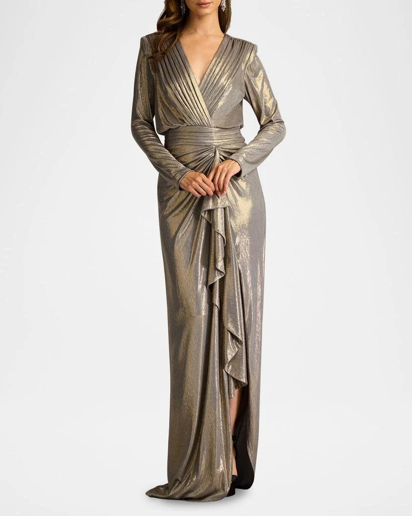 Tadashi Shoji Ruched Metallic Jersey Column Gown 2