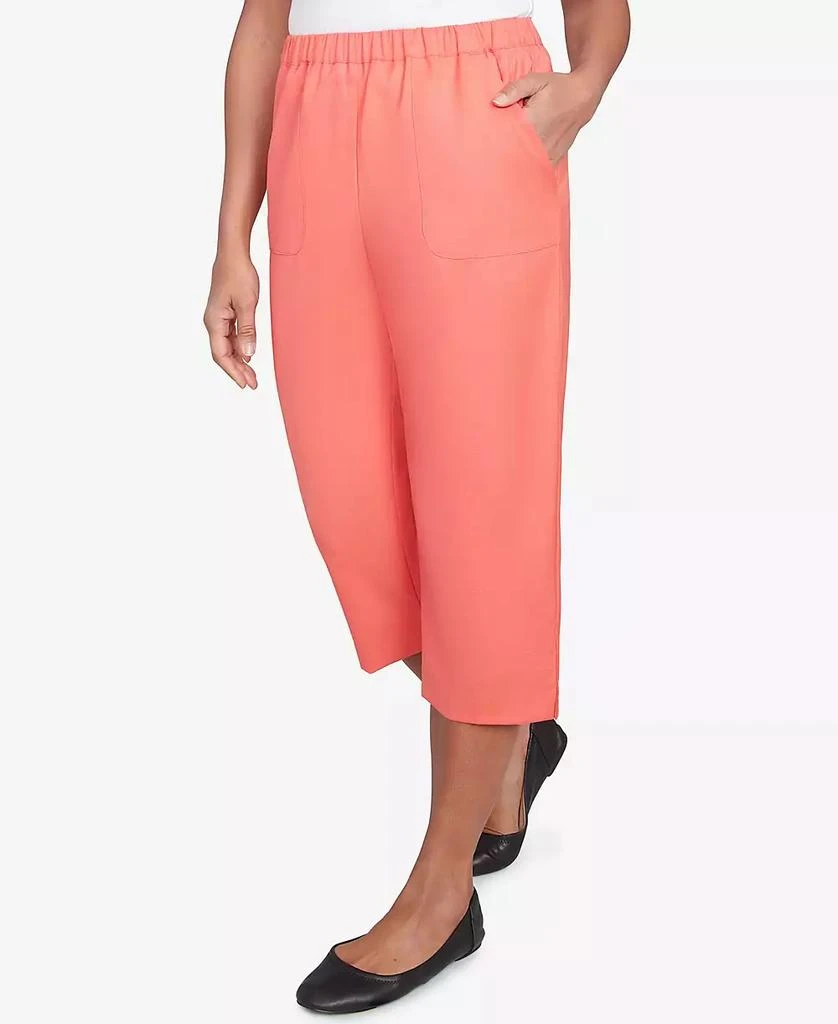 Alfred Dunner Women's Catalina Island Patch Pocket Elastic Waistband Capri Pants 3