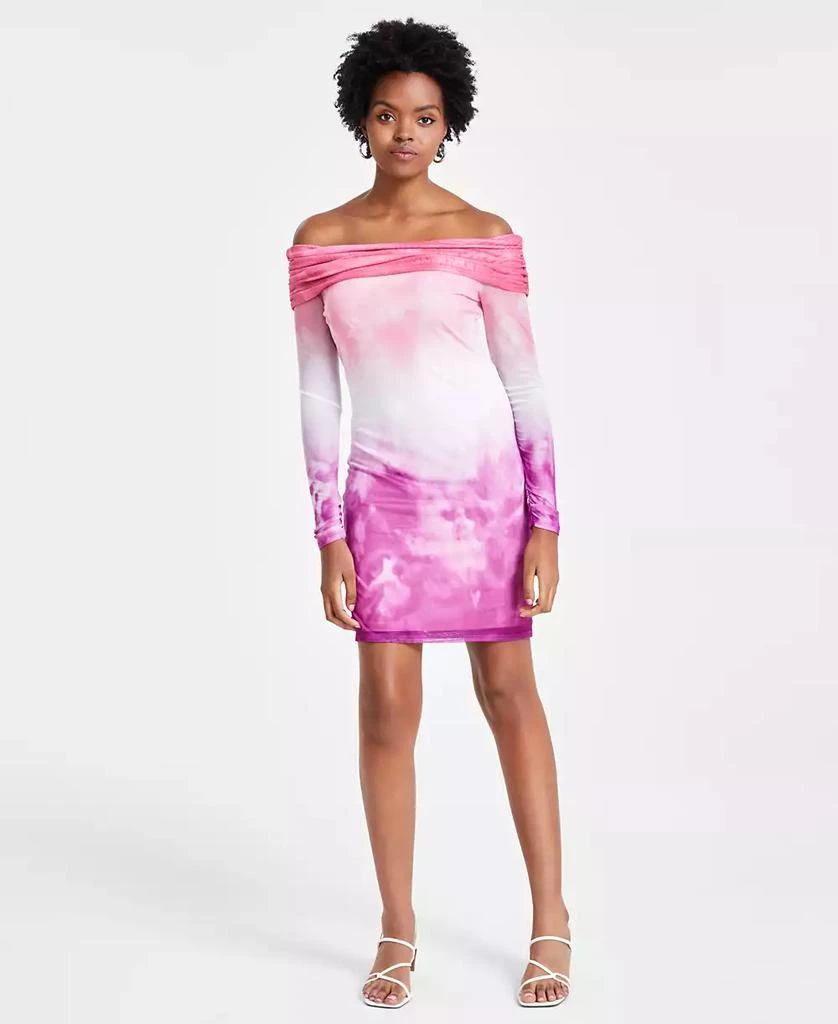 Bar III Women's Ombré Mesh Off-The-Shoulder Dress, Created for Macy's 1