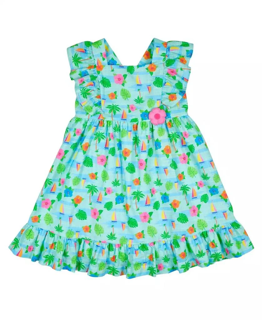Florence Eiseman Little Girls Printed Linen Look Dress With Flower