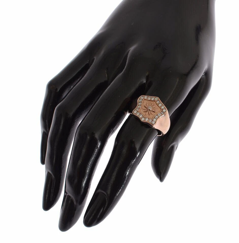 Nialaya Nialaya Pink Gold 925 Silver Authentic Clear Ring 8
