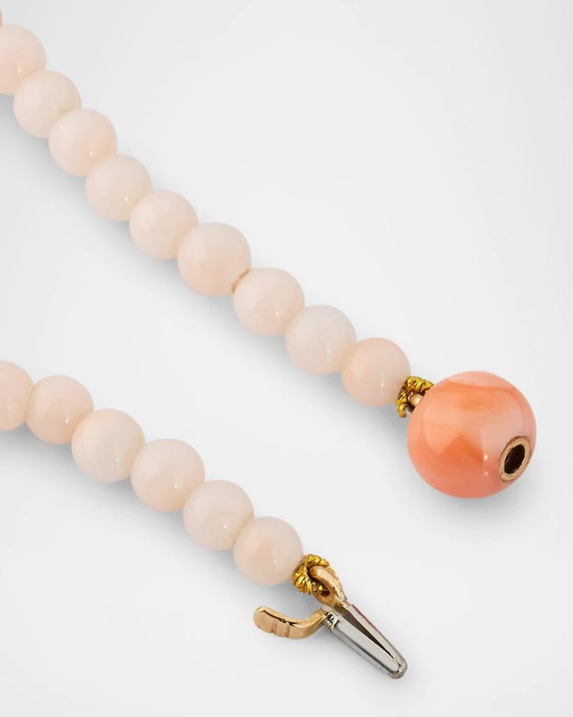 NM Estate Estate 18K Yellow Gold, Diamond and Pink Coral Pendant Bead Necklace 4