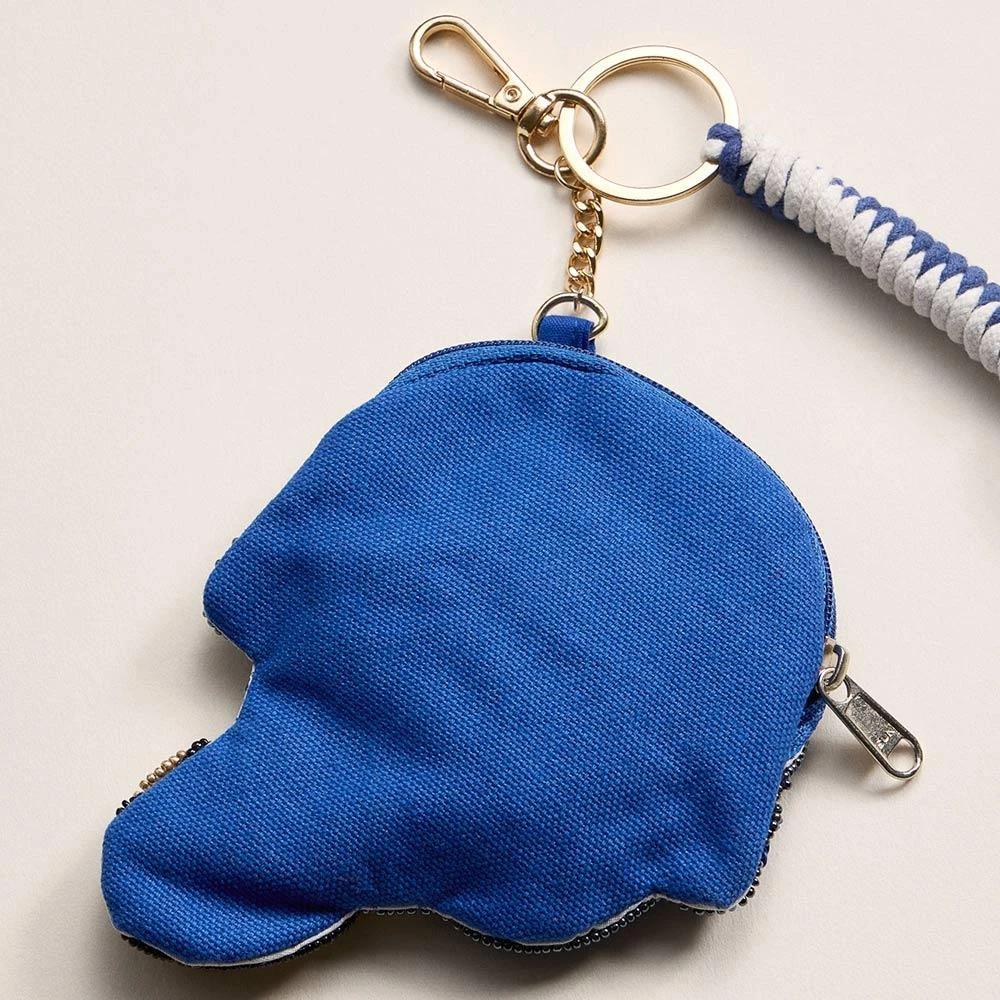 FASHNZFAB KENTUCKY GAME DAY Football Helmet Sequin Seed Beaded Knot Keychain Mini Pouch Bag 4