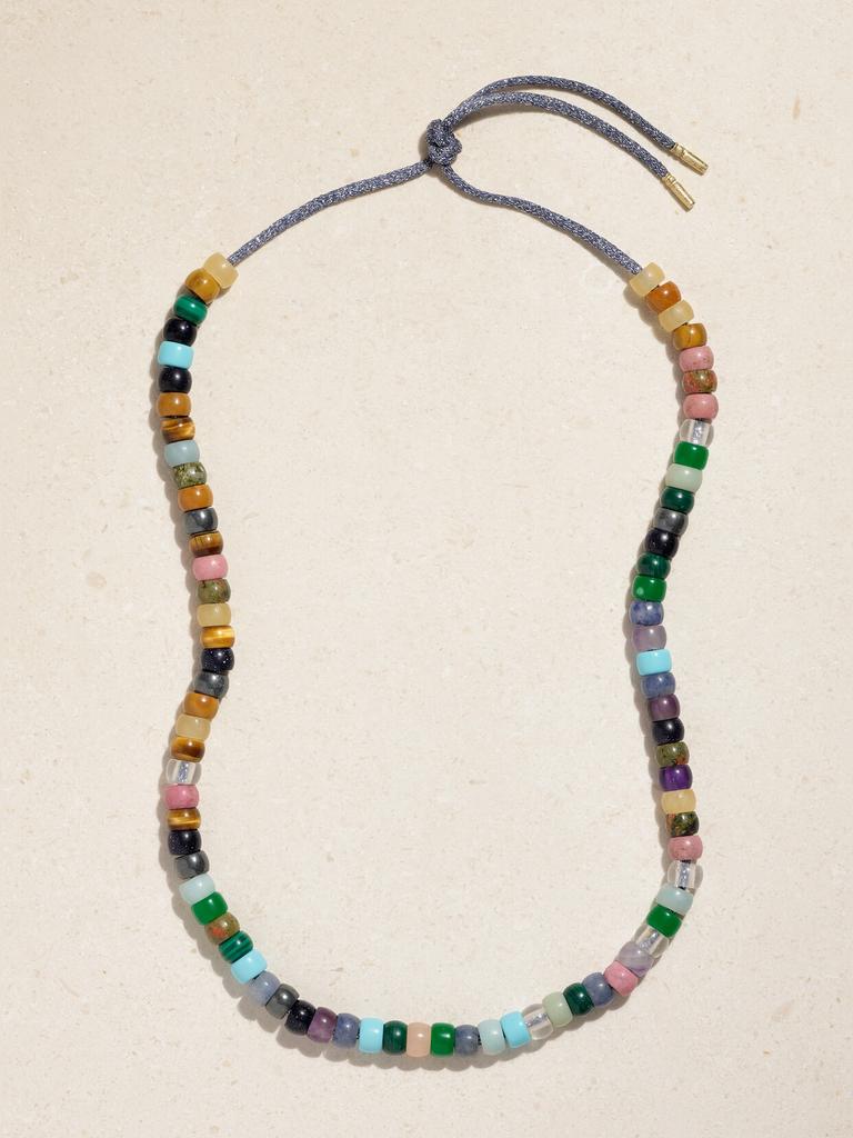 CAROLINA BUCCI Forte Beads Moonbow 18k 黄金、卢勒克斯织物、多种宝石项链套装