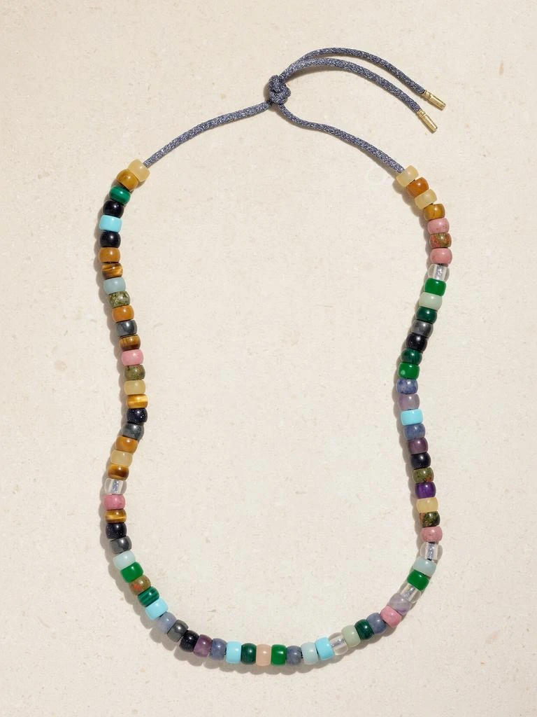 CAROLINA BUCCI Forte Beads Moonbow 18k 黄金、卢勒克斯织物、多种宝石项链套装 1
