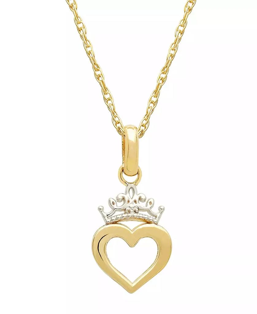 Disney Children's Princess Heart & Tiara 15" Pendant Necklace in 14k Gold 1