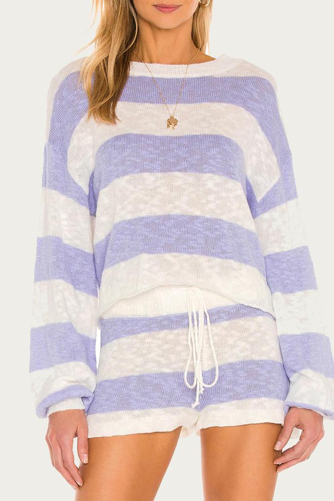 Beach Riot Ava Sweater In Lavender Stripe
