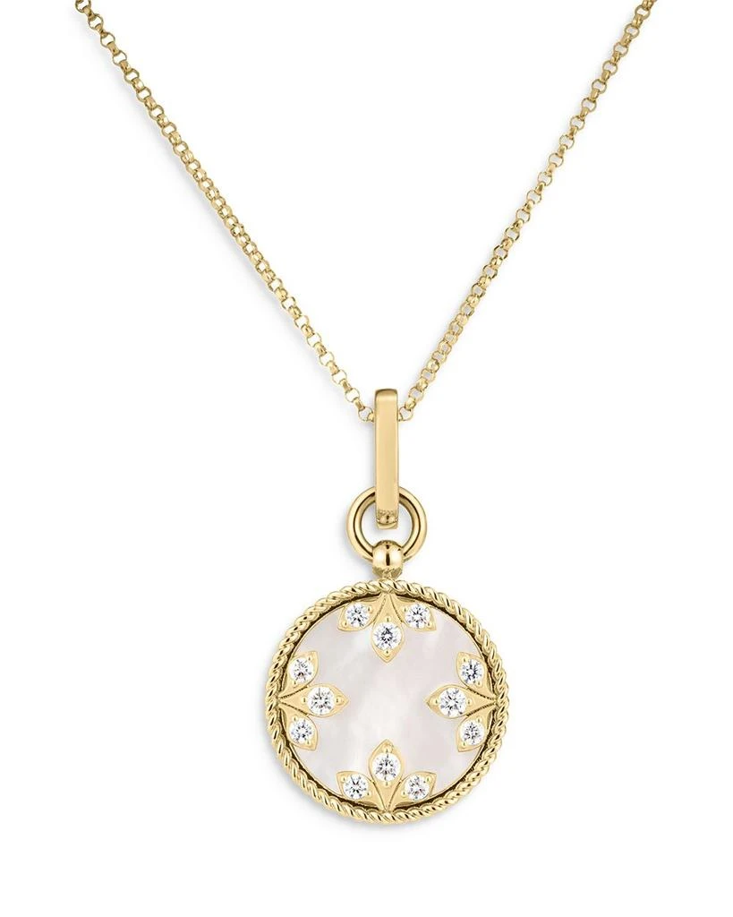 Roberto Coin 18K Yellow Gold Venetian Princess Medallion Mother of Pearl & Diamond Pendant Necklace, 17" 1