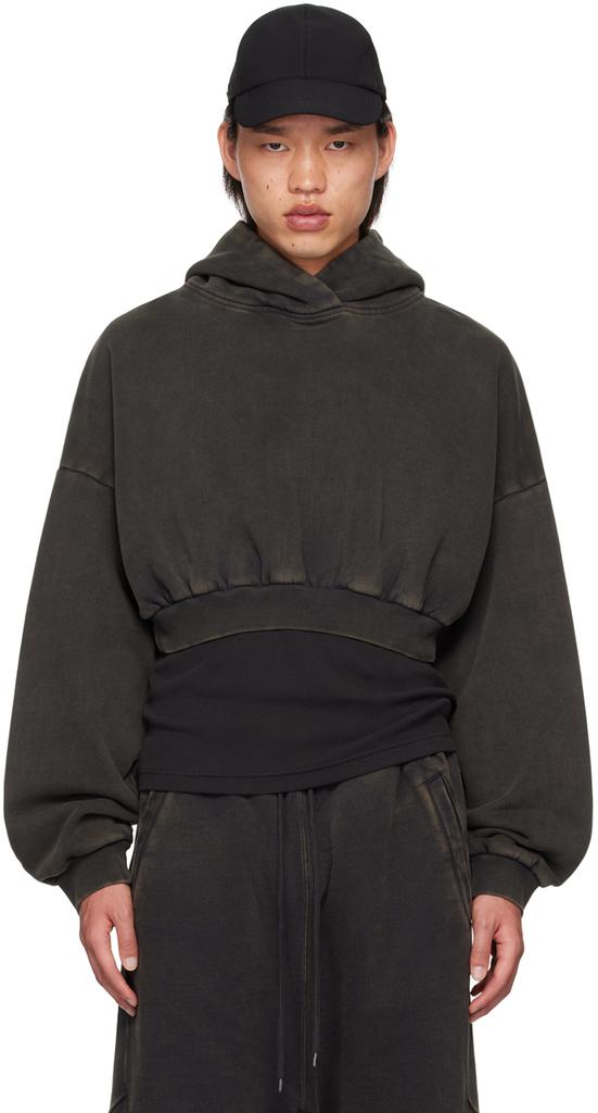 Entire Studios Black Cropped Heavy Hoodie - Hoodies