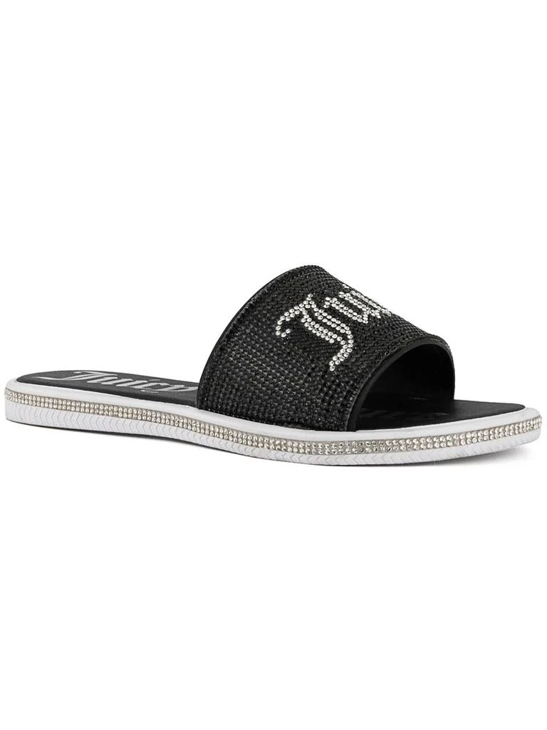 Juicy Couture Womens Faux Leather Rhinestones Slide Sandals 1