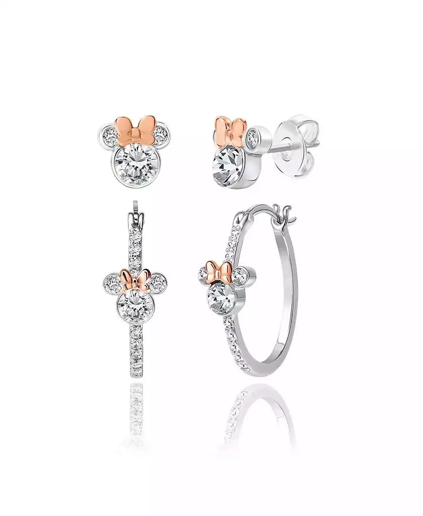 Disney Minnie Mouse Mommy & Me Silver Plated Hoops and Stud Earrings Set