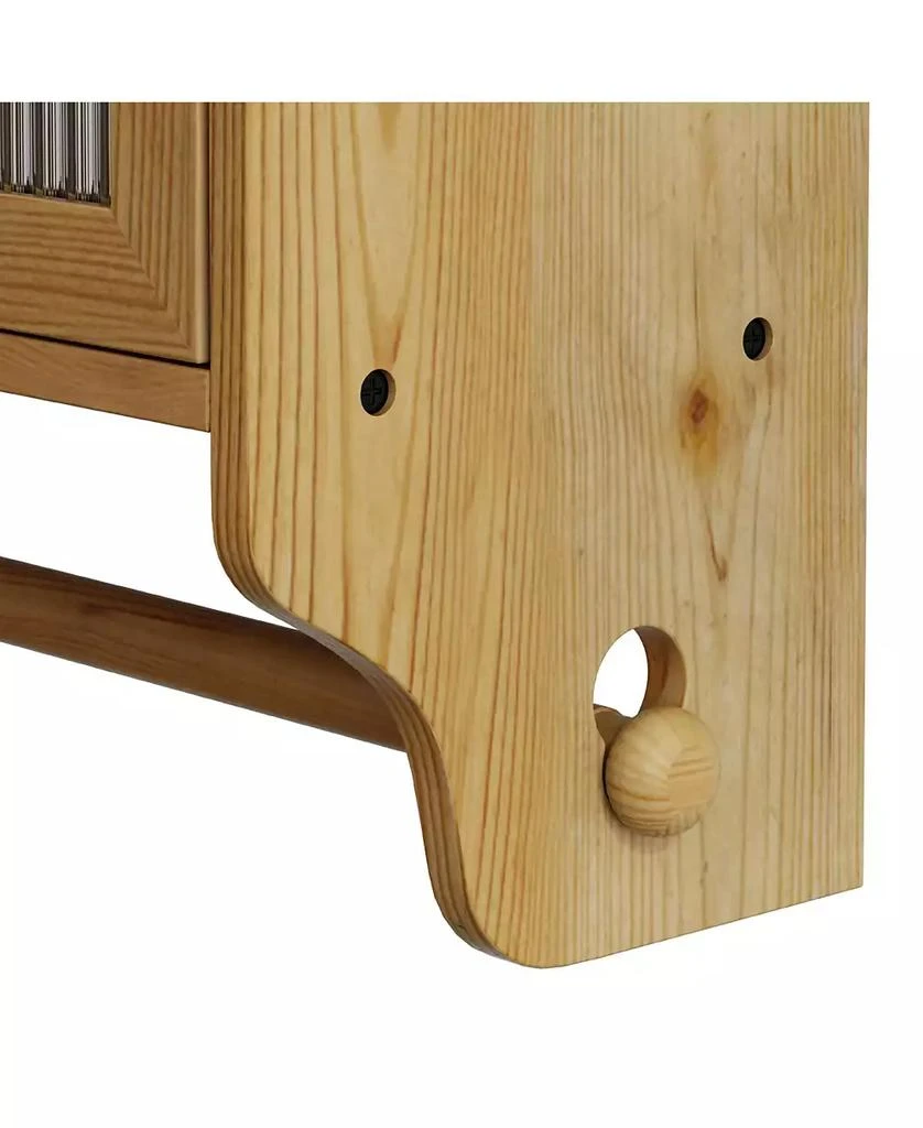 sumyeg CASAINC 24.8" Vintage Wall-Mounted Bathroom Cabinet with Glass Double Doors, 3 Tiers and Towel Rack 5