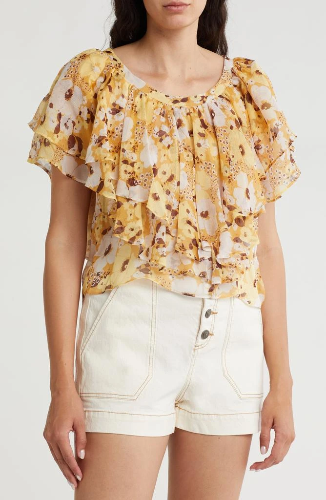 Joie Larisa Floral Ruffle Silk Blouse 1