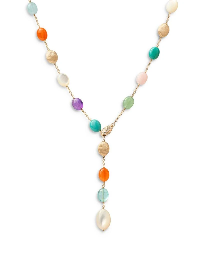 Marco Bicego 18K Yellow Gold Siviglia Multi Stone & Diamond Textured Bead Lariat Necklace, 18" - Exclusive, Italy Campaign 1
