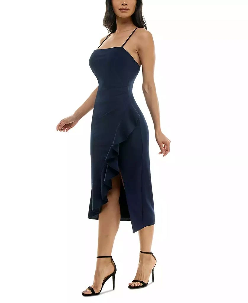 Emerald Sundae Juniors' Ruffled Side-Slit Midi Dress 6